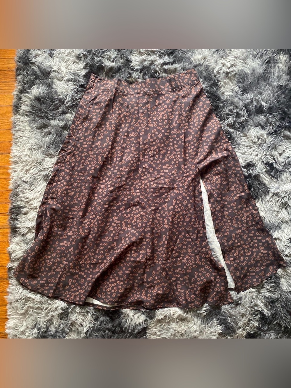 Brown Floral A-Line Midi Skirt - Women